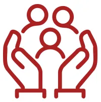 graphic of hands holding group of people